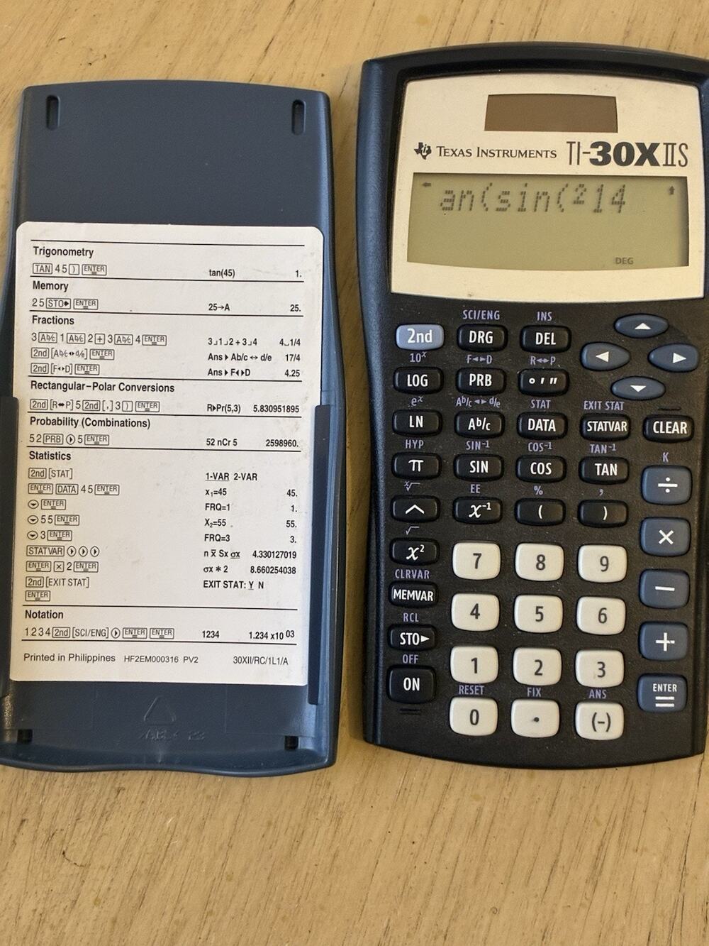 Texas Instruments TI-30X IIS Scientific Calculator Solar & Cover TESTED WORKS